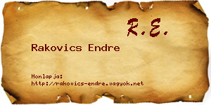 Rakovics Endre névjegykártya